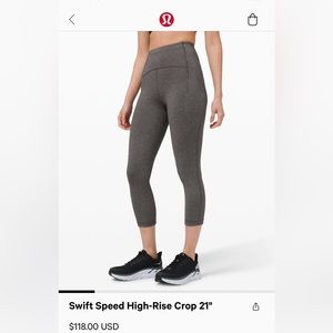 Lululemon crop tights. Grey. Size 12.
